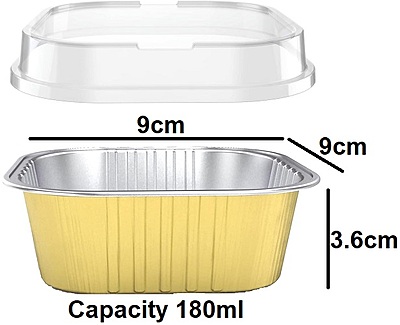 Bake And Serve Foil Container With Lid Square 3.1"x3.1"x1.5" Bake And Serve Foil Container With Lid Square 3.1"x3.1"x1.5"